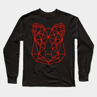 Red Geometric Quokka Line Art Long Sleeve T-Shirt